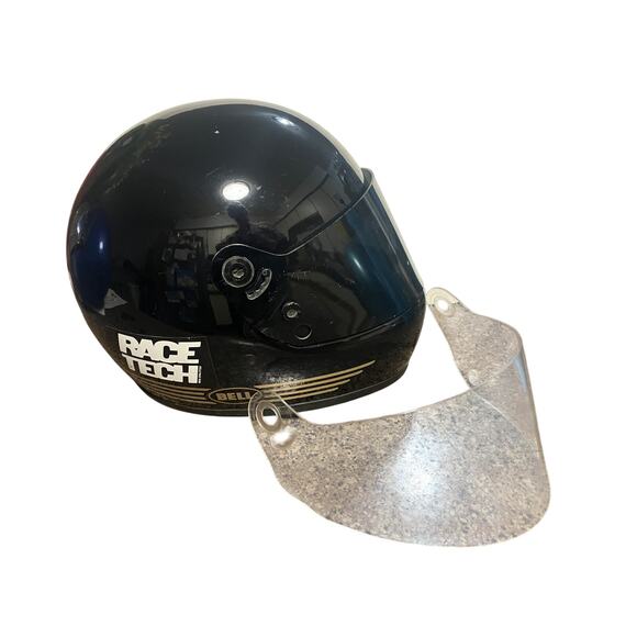 Bell Race Full Face Motorcycle Helmet Race Tech 2 Visors Black Vtg 7-1/4” 58 cm